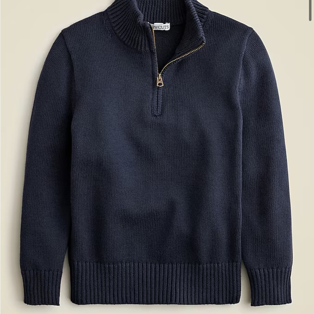 J. Crew Crewcuts Boys Navy Half-Zip Heritage Cotton Sweater Sz XS 4-5